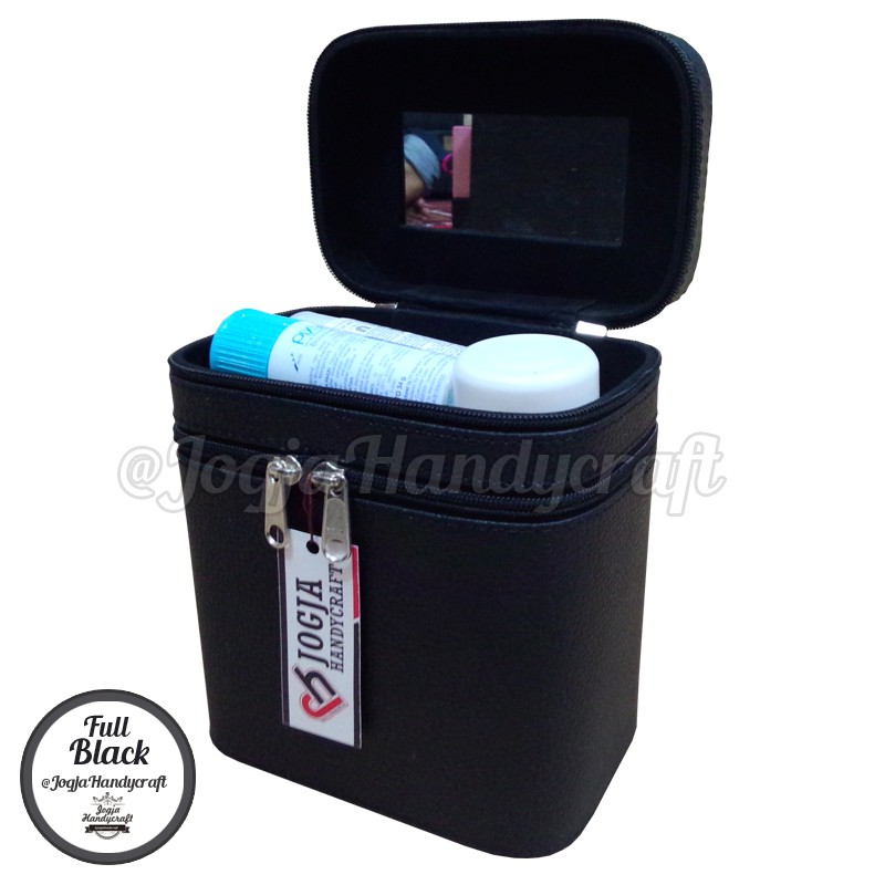 Full Black Cosmetic Case / Tempat Make up double compartemen