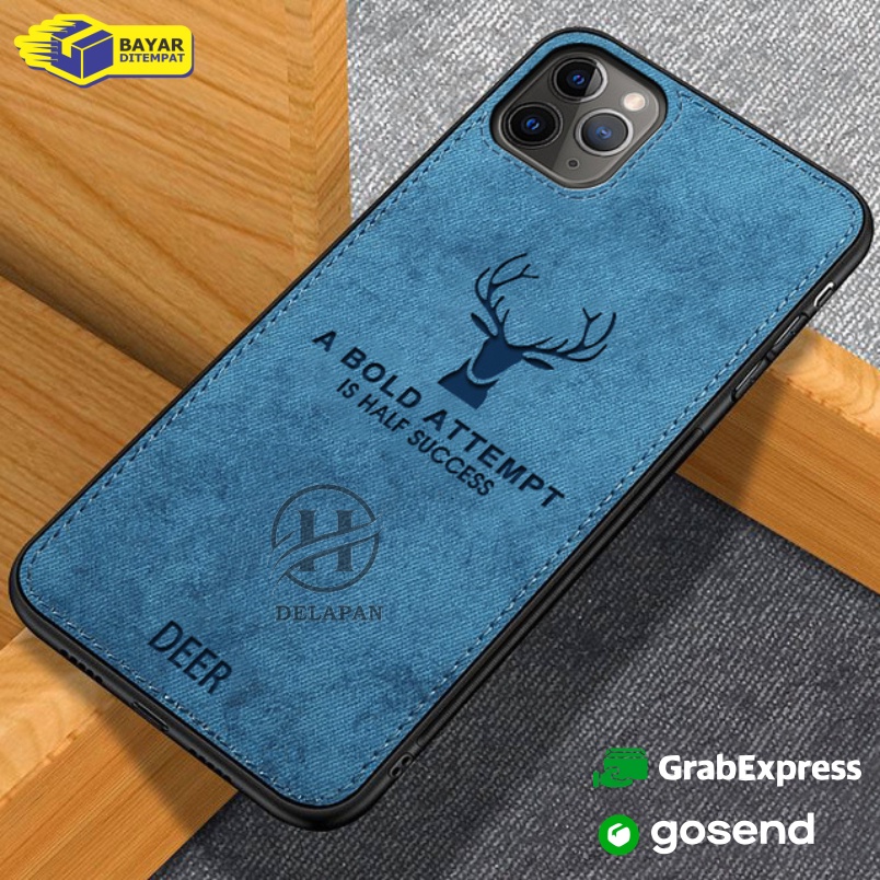 Case Jeans Deer Samsung A03s A12 M12 A22 5G A32 5G A52 A52S  Casing TPU Cloth Frbric Leather Premium