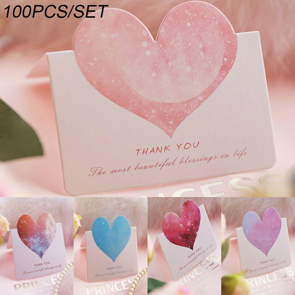 Solighter 100PCS Thank You Card Kartu Ucapan Terimakasih Ulang Tahun Segar Kecil Baru