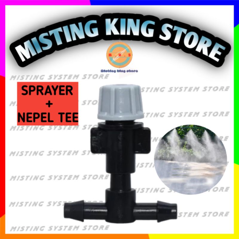 SPRAYER SET NOZZLE ABU ABU + NEPEL TEE 7MM - SPRINKLER ALAT SIRAM TAMAN KEBUN SELANG PE 4/7MM PU 4/6 MIAT NOZZLE SPUYER