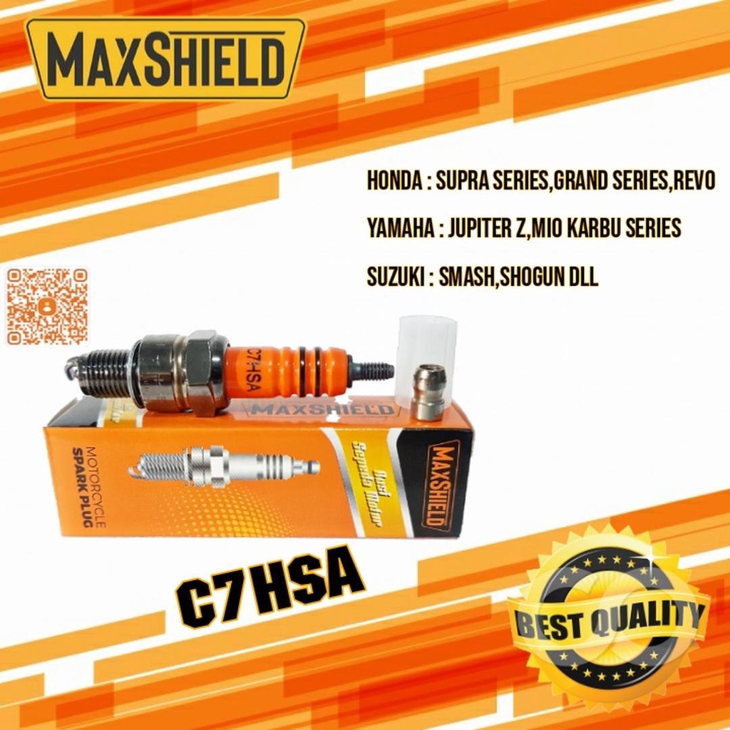 BUSI MOTOR MAXSHIELD C7HSA UNTUK MOTOR BEBEK HONDA YAMAHA KARBU