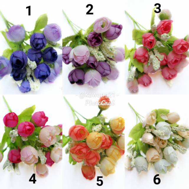 Bunga Buket Tangan Mawar Kuncup Kecil Artifisial Tulip Bouquet Rose Flower -AF09A