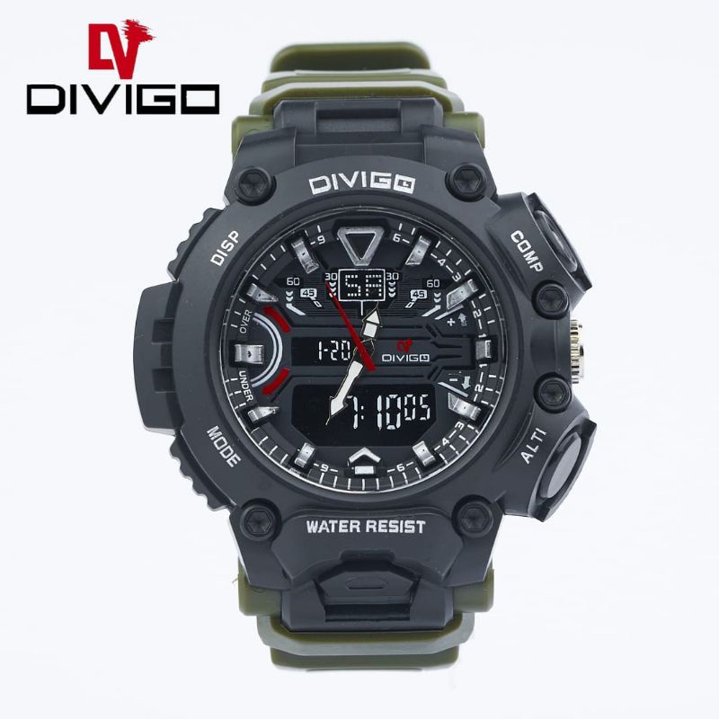 (Cod)Jam Tangan Pria Divigo Disp Anti Air/Water Resist Strap Rubber/Karet(Dikirin Jakarta)