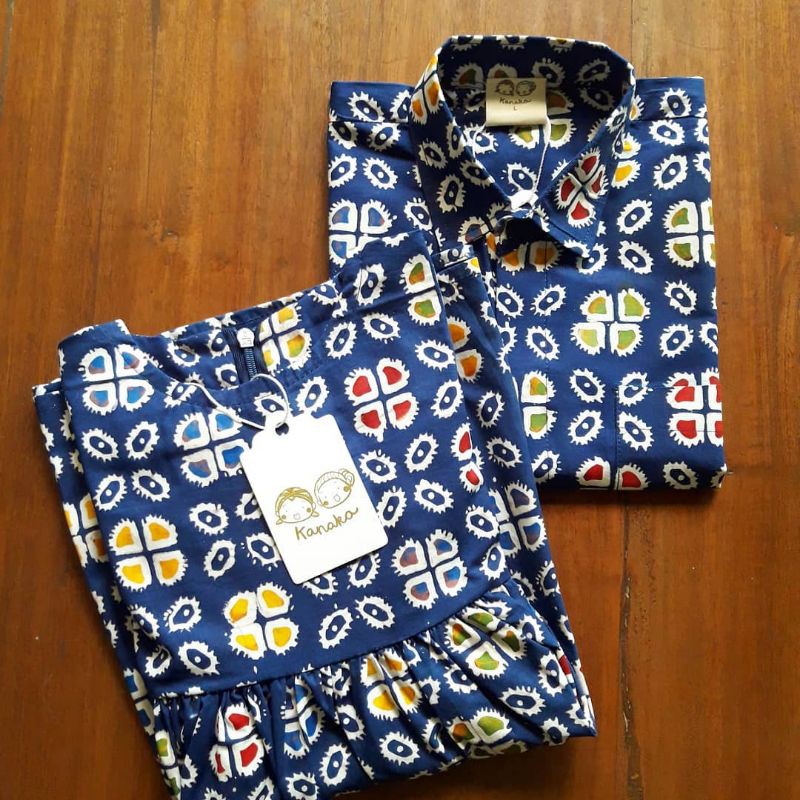 Batik Anak Kirana Jumputan Navy Dress