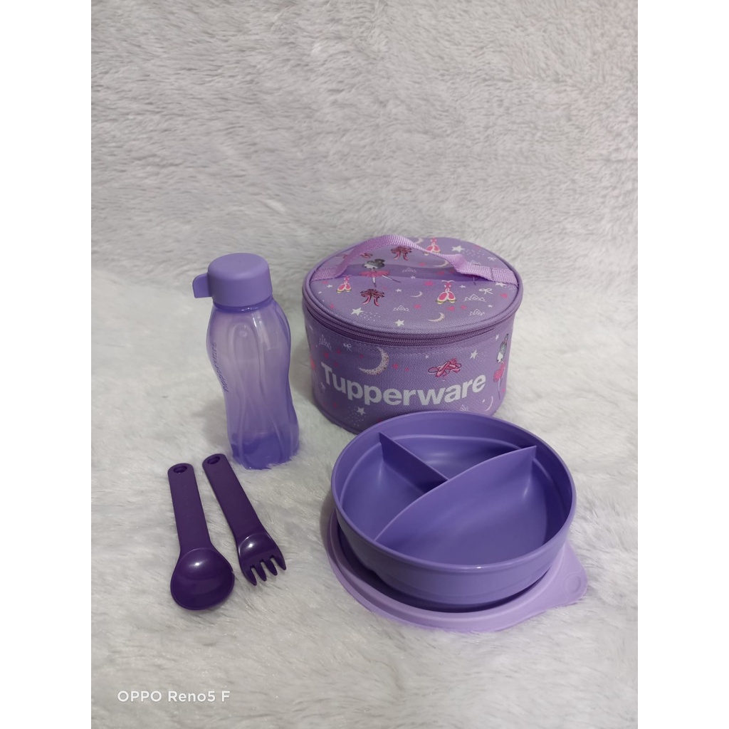 Kids lunch set purple wadah bekal makanan dan botol minum