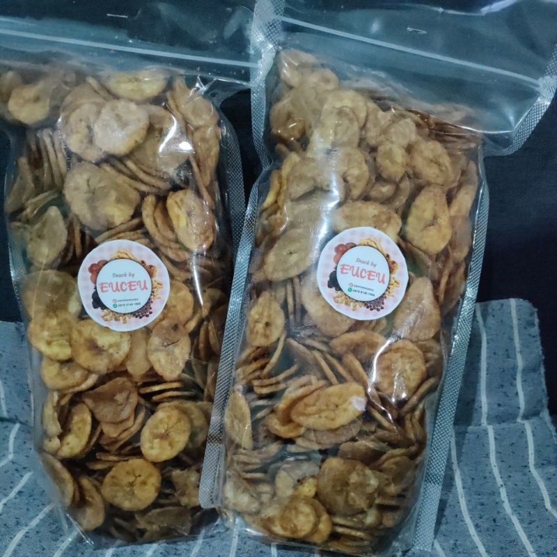 

Cemilan ringan keripik pisang Gula merah kemasan 400 gr