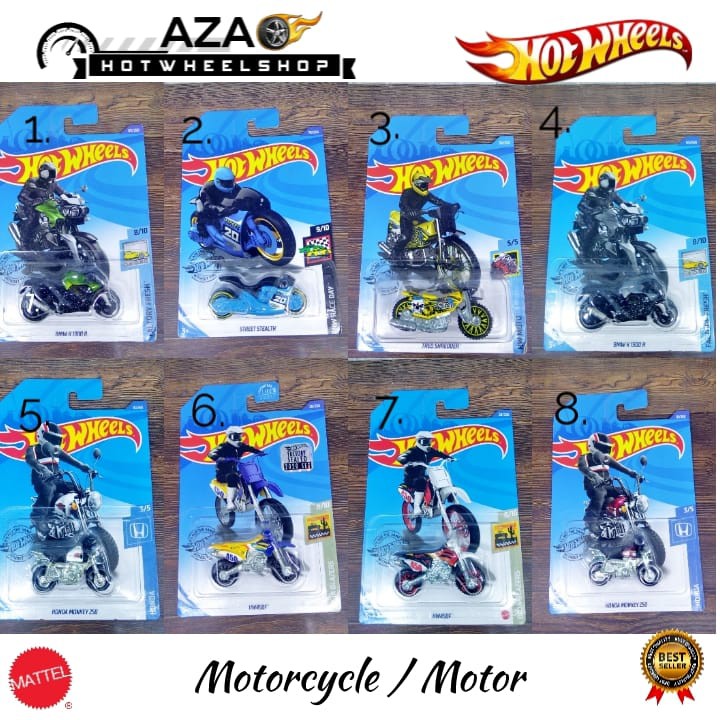 BEST SELLER | Diecast Hot Wheels Honda Monkey BMW K 1300 R Z50 HW450F Tred Shredder Street Stealth Motor Harley Blast Lane HW Hotwheels Miniatur Cooper QUAD ROD D22 ducati scrambler e22 treasure hunt reguler