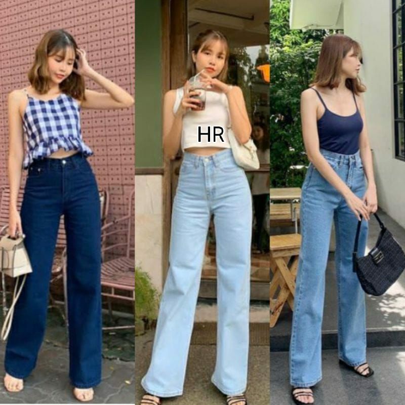 CELANA JEANS HIGHWAIST WANITA MODEL LONGGAR/KULOT RIPPED JEANS LOSE