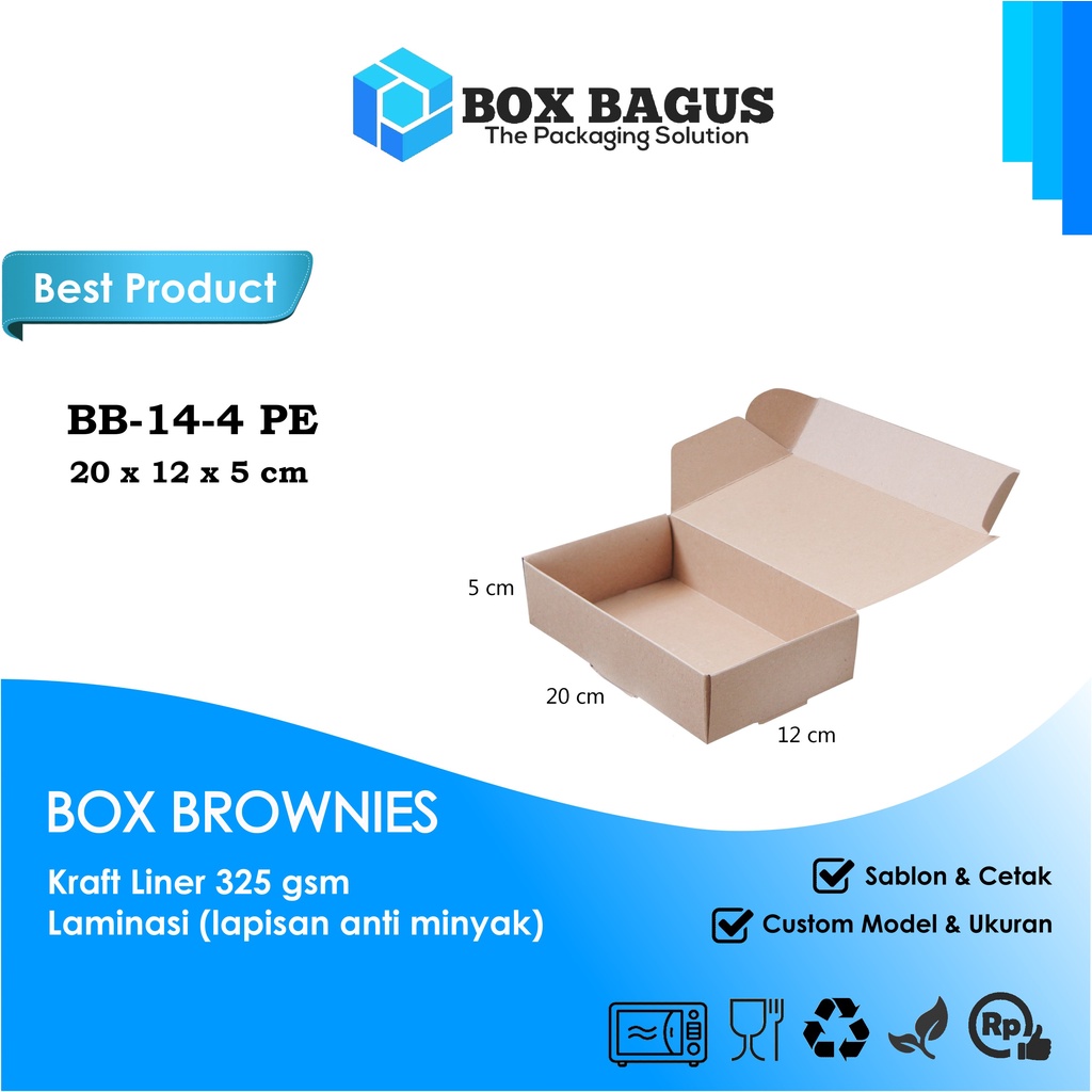 BOX DUS 20x12x5 KRAFT 325 GSM LAMINASI - KOTAK HAMPERS KUE BROWNIES ROTI BOLEN SNACK