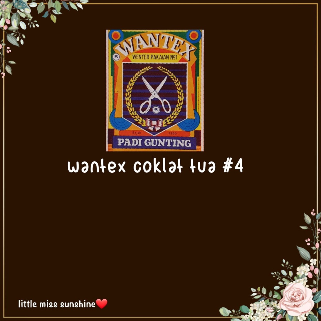 WANTEX WARNA COKLAT TUA 4 Wenter Padi Gunting Pewarna Tie Dye Baju Sumbo Sumba Kain Cotton Satuan Ecer Grosir Jumputan Ikat Art Celup Wantek Pakaian Warna Baru Murah Bagus Kualitas DYE TIE Baik Quality Malang Lancar Grosir Warna Pakaian Pewarna Wenter