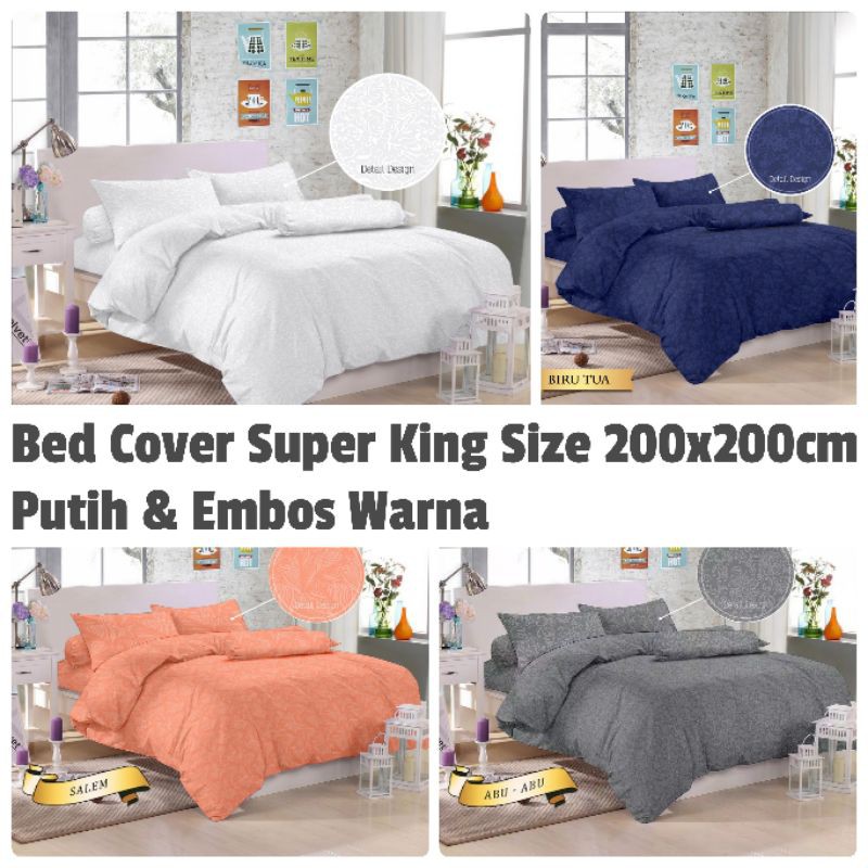 Bedcover Set 200x200 Super King Putih Villa Asrama homestay Katun Disperse