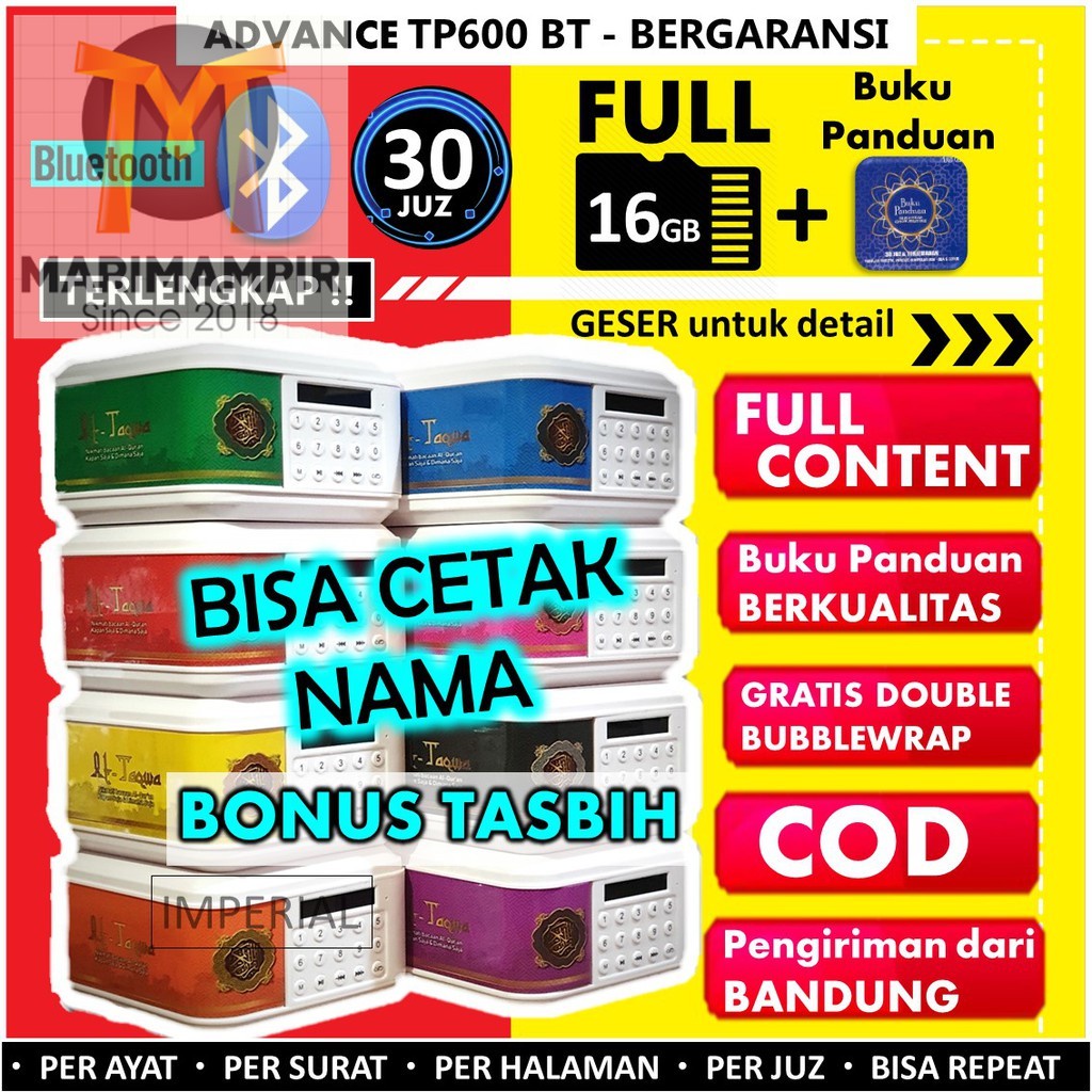 Marimampir LEBIH LENGKAP 16 GB  Speaker murottal AT TAQWA/ Speaker al quran advance tp 600BT/ somad