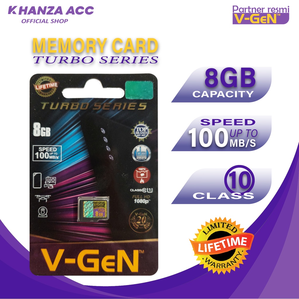 KHANZAACC PROMO MEMORY HP MICRO SD 8GB 16GB 32GB 64GB 128GB MICRO SD VGEN TURBO SERIES CLASS 10