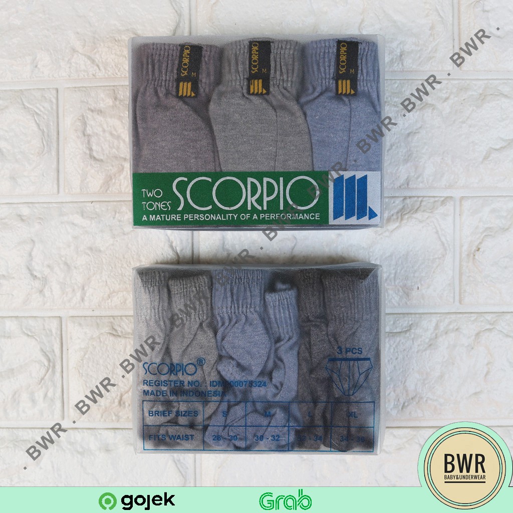 [ 3 Pcs ] CD SCORPIO Two Tone | Celana Dalam Pria Scorpio - Made In Indonesia