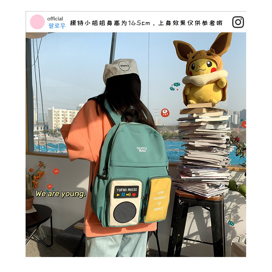 TB-86 tas ransel backpack sekolah kampus besar mp3 import korea jepang pastel