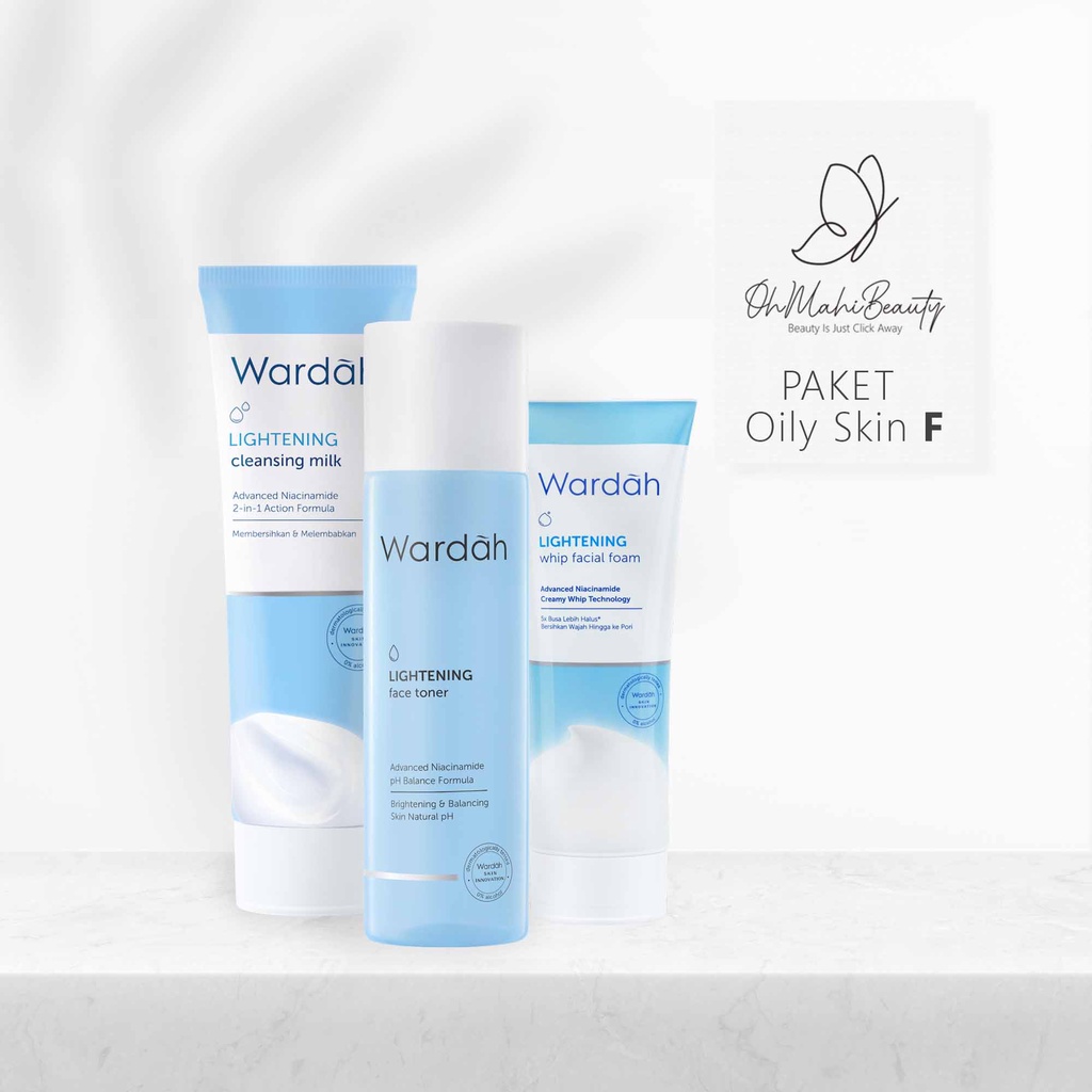 Wardah Paket Lightening Series - Paket Hemat (6pcs) (5pcs) (3pcs) - Skincare Wardah - Paket Wardah Lightening Series-Paket F Oily Skin