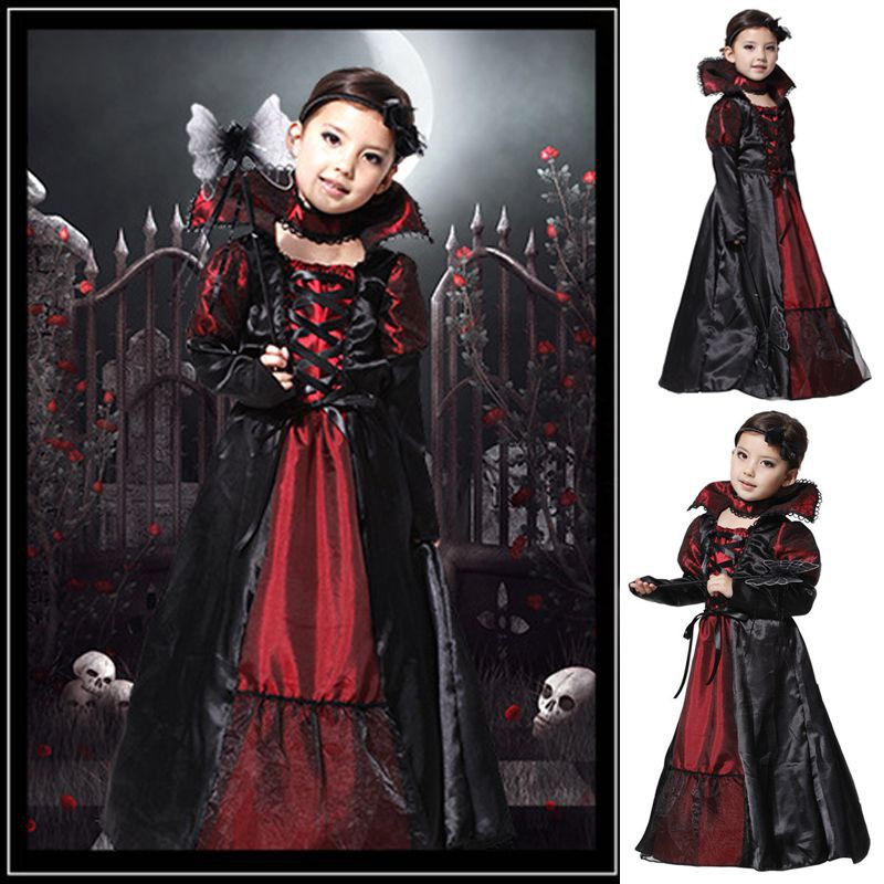 Vampire Costume Maxi Long Dress Kids Girls Halloween Witch Fancy Dress Party Shopee Indonesia - roblox vampire dress id