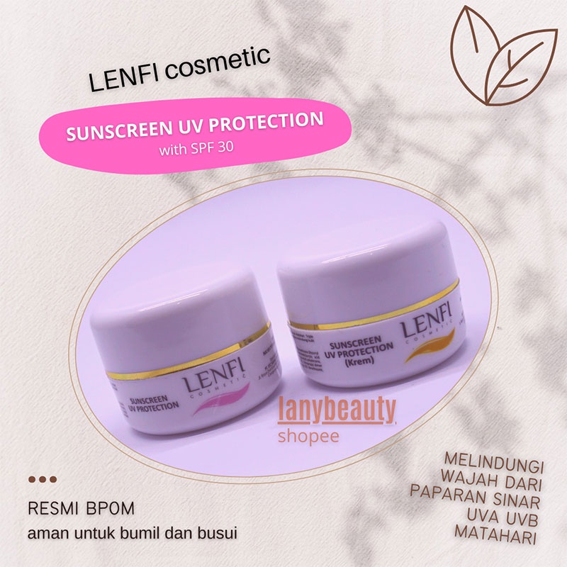 Lenfi Sunscreen UV Protection SPF 30 ready 3 warna Pink Putih dan Krem