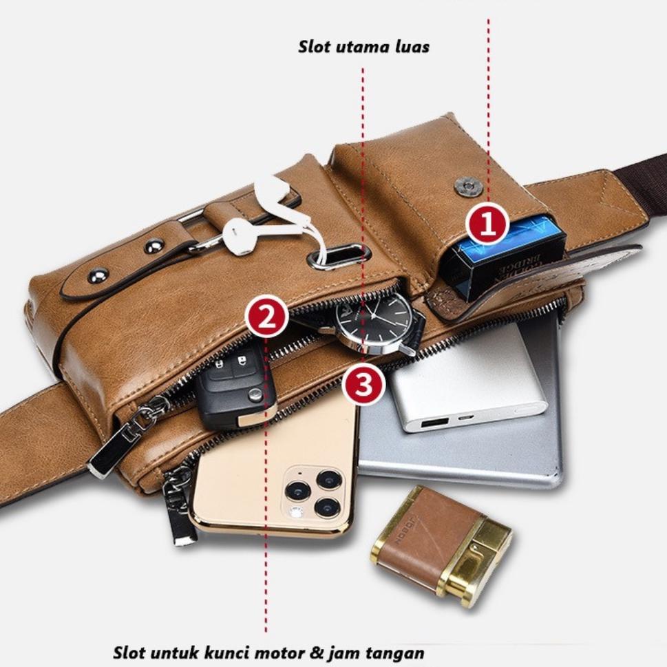 (R-EZT} (»} Gratis Dompet Keren Tas Tali Pinggang Bahu Dada Samping Tas Slempang Selempang Waistbag 