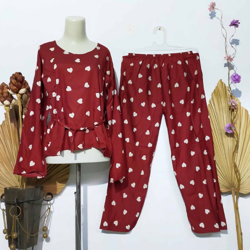 SETELAN PIYAMA BALI LENGAN PANJANG