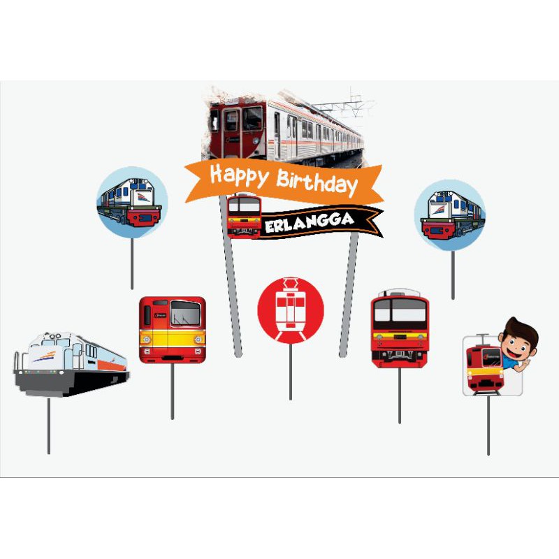 Topper Cake Kereta KRL - PAKE NAMA