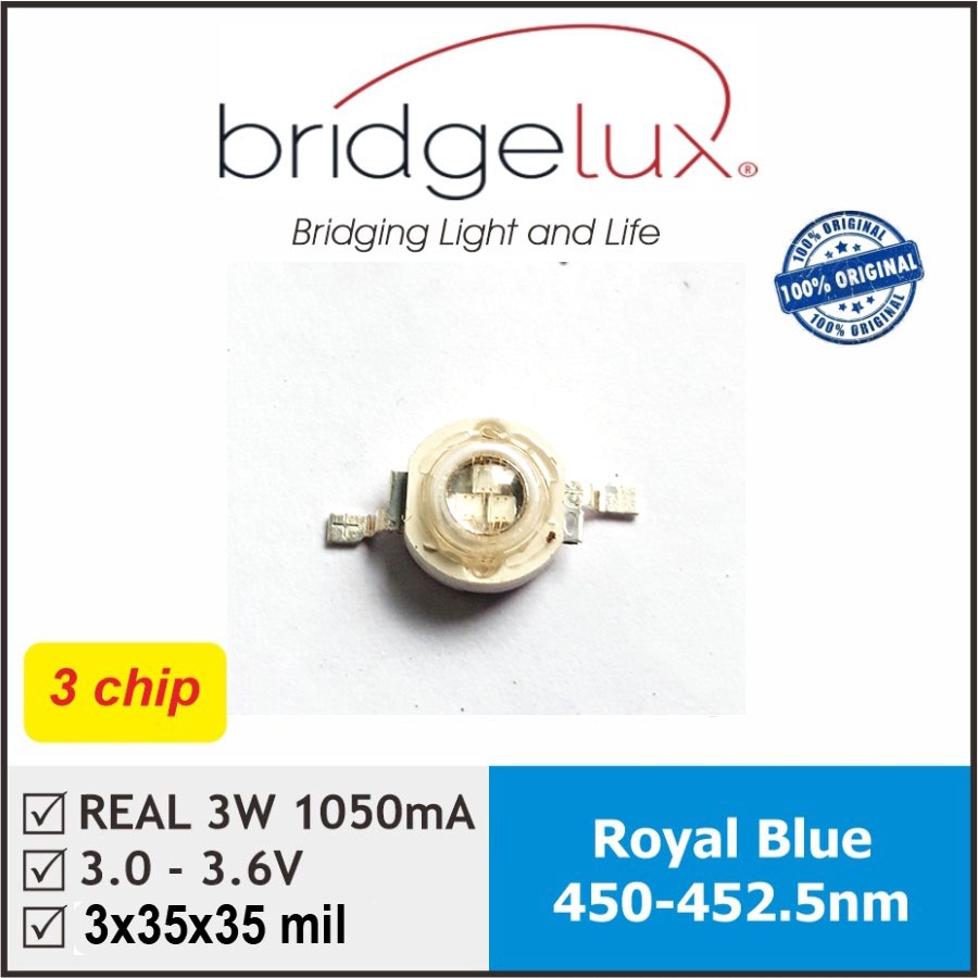 Bridgelux  LED 3W HPL Royal Blue  Original 3 chip