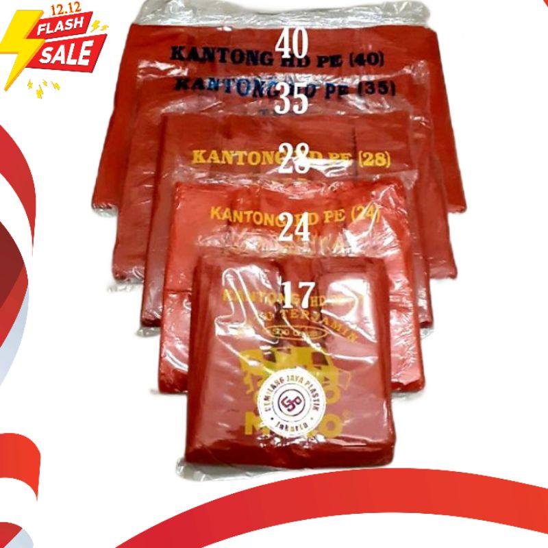 Kantong Plastik Merah Tebal Uk 17 , 24 , 28 , 35 , 40 Murah