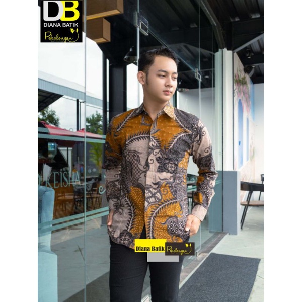 Kemeja Batik Pria Model Slimfit Terbaru Lengan Panjang Bahan Katun M L XL