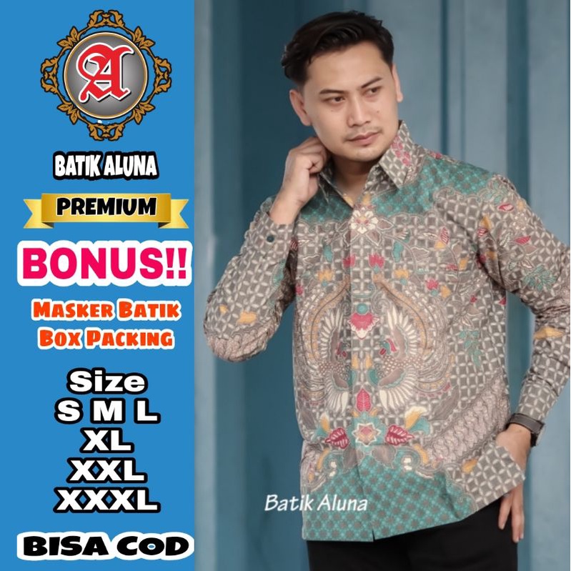 Baju Batik Pria Premium Lengan Panjang Full Furing Batik Solo Batik Reguler Batik Aluna Pekalongan K