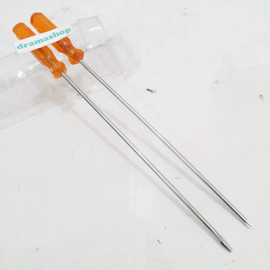 Obeng Murah 4*200 (-)(+) Min Plus Panjang 20cm 8&quot; 8 inch Set 2pcs