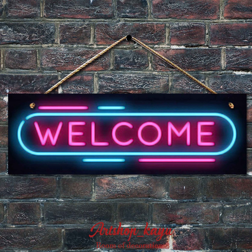 Hiasan DINDING pintu pajangan pintu shabby walldecor poster kayu. pajangan rumah dekorasi Neon text