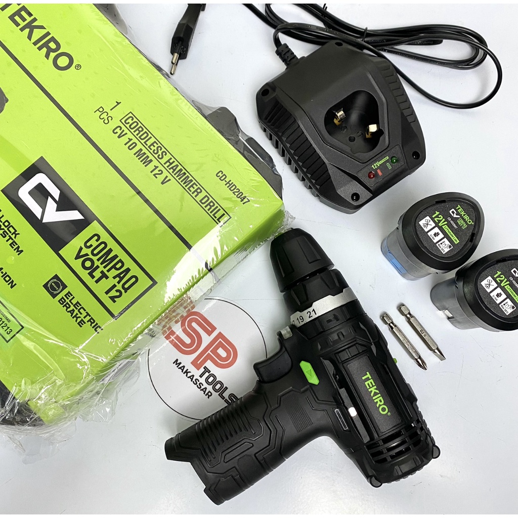 MESIN BOR CORDLESS / BOR CAS CHARGER CHAS BATERAI BATTERY / HAMMER IMPACT BETON KAYU BESI 10MM 10 MM