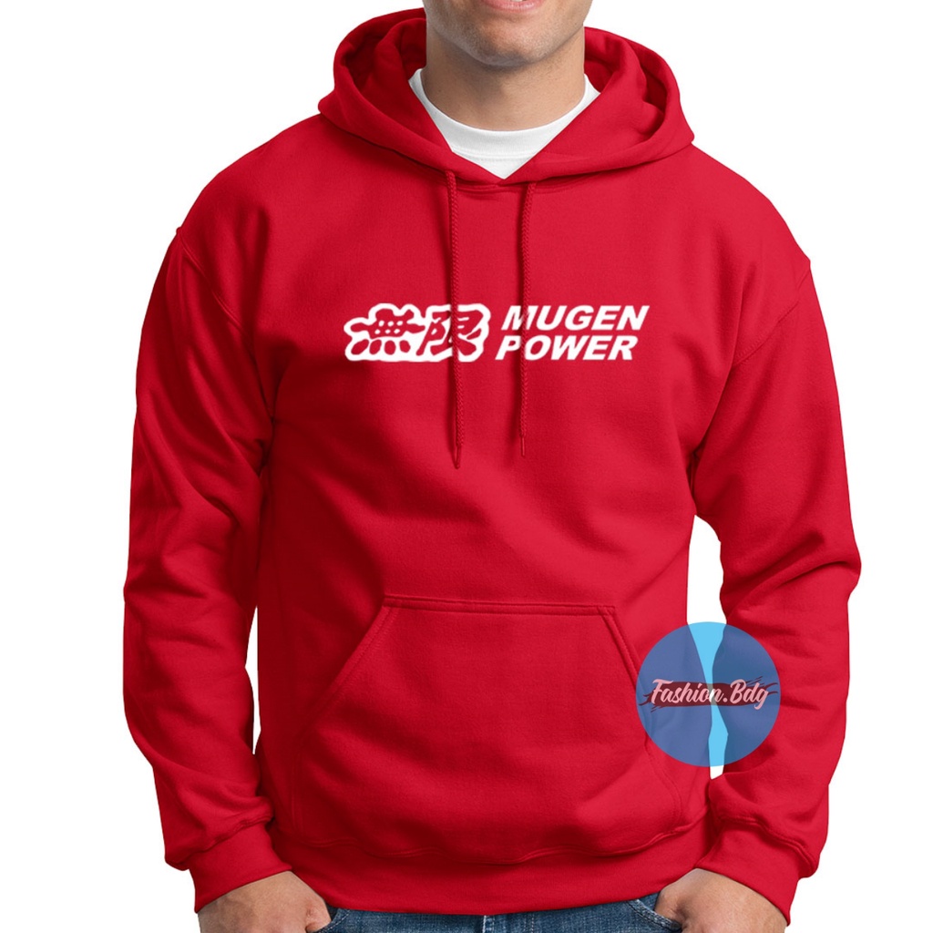 Hoodie Sweater Pria Mugen Power Bahan Fleece Warna Hitam Navy Maroon Abu Putih