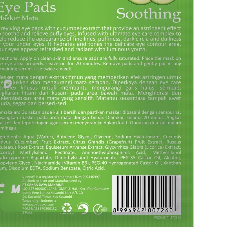 VIENNA EYE PADS CUCUMBER - 4 SHEET