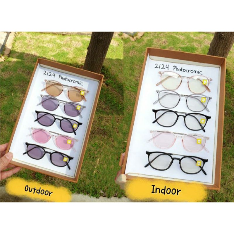 FRAME KACAMATA WANITA LENTUR 2124 + LENSA PHOTOCROMIC GREY ( NORMAL ) FASHION NO MINUS RADIASI