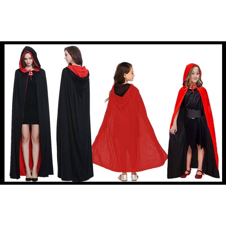 JUBAH HALLOWEEN COSPLAY JUBAH TOPI HITAM MERAH