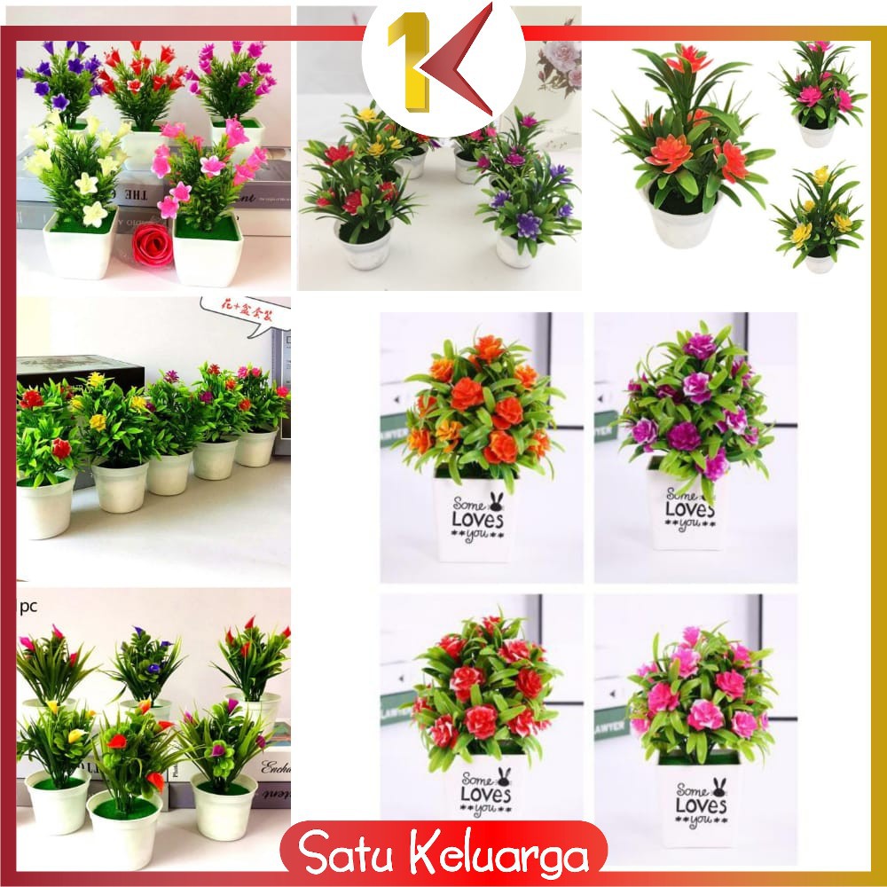 SK-C83-87 Ornamen Pot Bonsai Dekorasi Rumah / Meja Pajangan Bunga Hias Plastik Artificial Flower-1