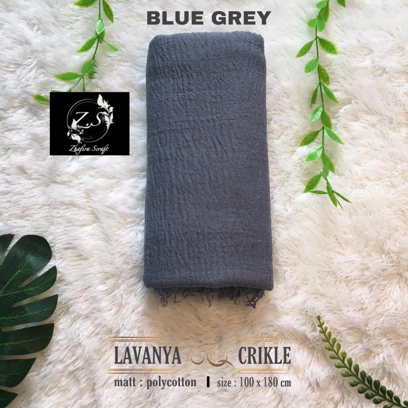 HIJAB Best Seller PASHMINA CRINKLE / CRINCLE - PASHMINA CUTTON CRINKLE / NEGRO / KUSUT-Blue Grey