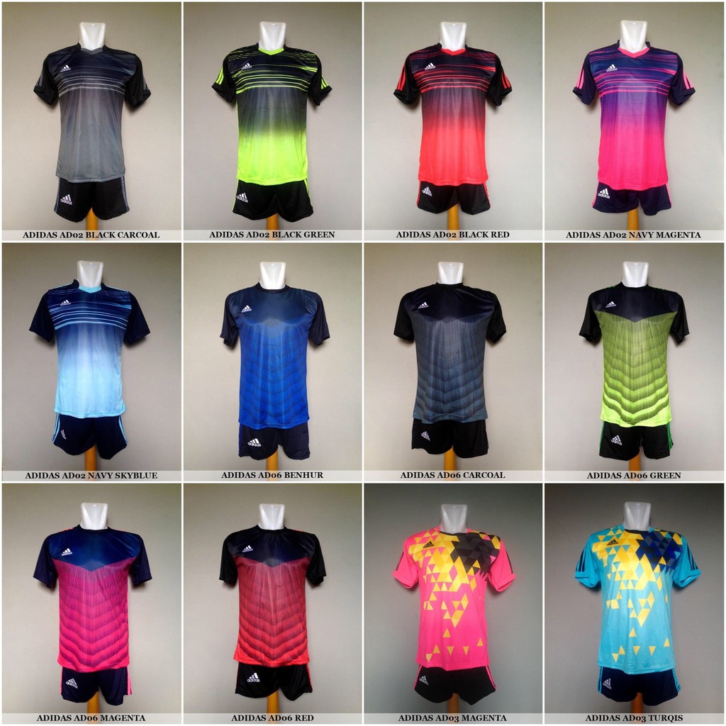 Baju Kaos Olahraga Jersey Bola Setelan Futsal Adidas Nike Puma Murah