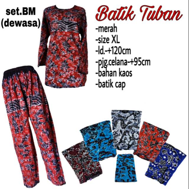 set. celana atasan panjang batik Tuban