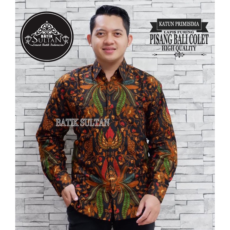 Pisang Bali Colet Kemeja Batik Pria Panjang Full Furing by Batik Sultan