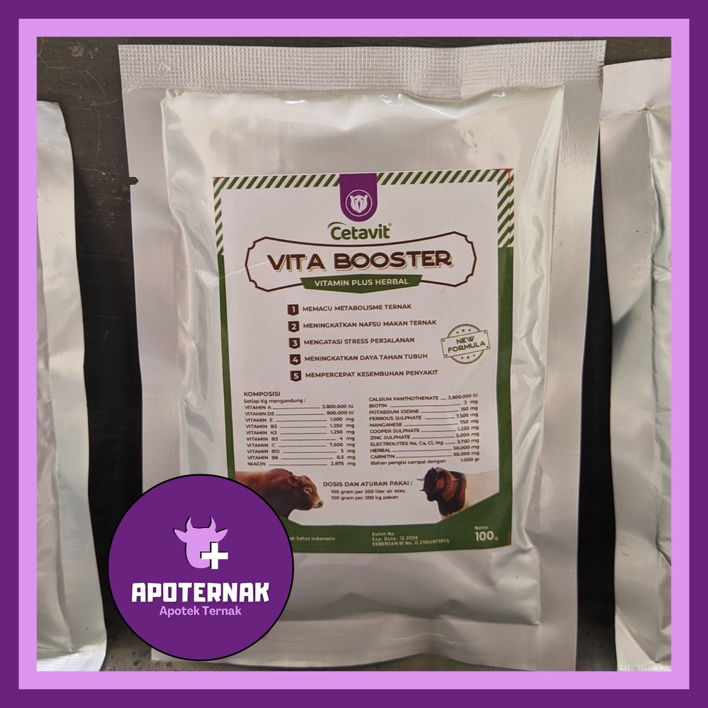 VITA BOOSTER | Multivitamin Penambah Nafsu Makan dan Mempercepat Penyembuhan Penyakit Pada Sapi Kambing Domba | Apoternak