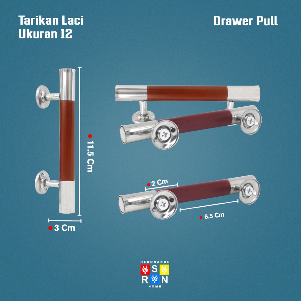 Tarikan Laci Lemari Jendela Model Suling Bulat 12CM / Handle Gagang Pintu Drawer Pull Door Knob Resonance Home