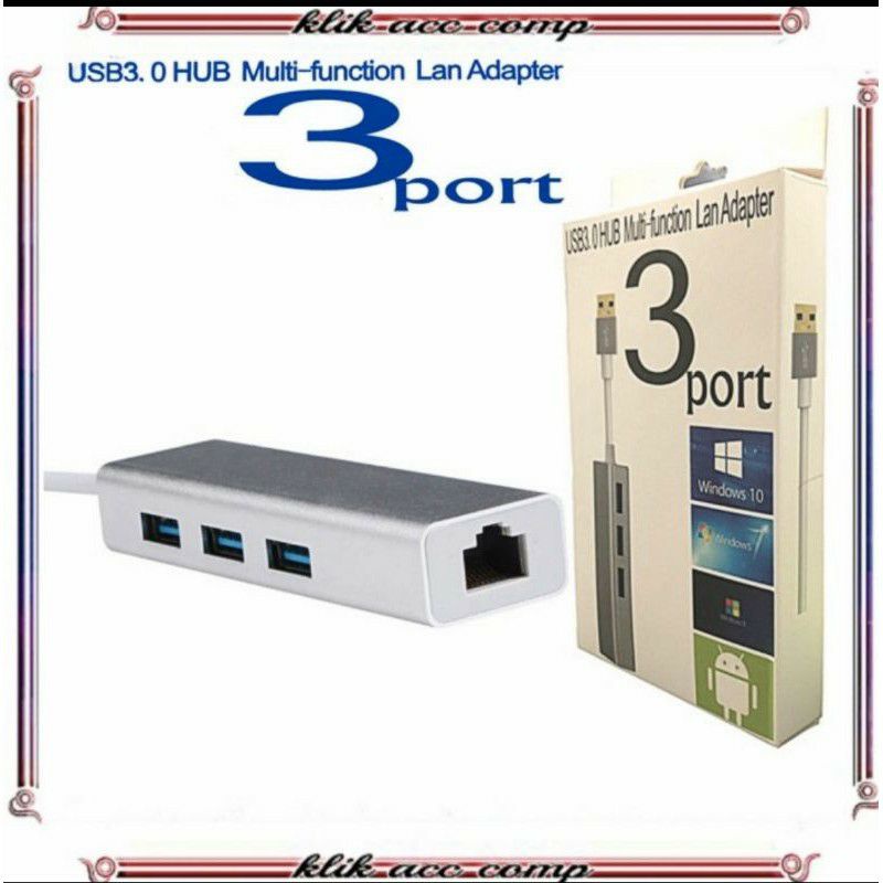 USB 3.0 To LAN with USB Hub 3Port 3.0 Adapter Multi-Function