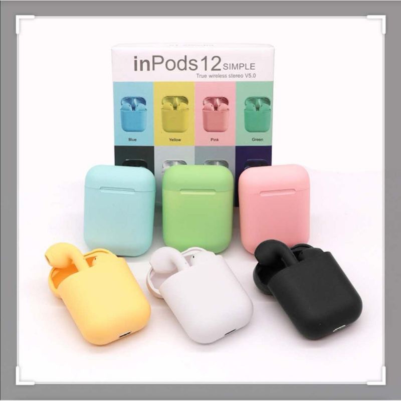 TWS i12 Macaron Colors Bluetooth 5.0 Wireless Earphone Touch Control With Charger Mic