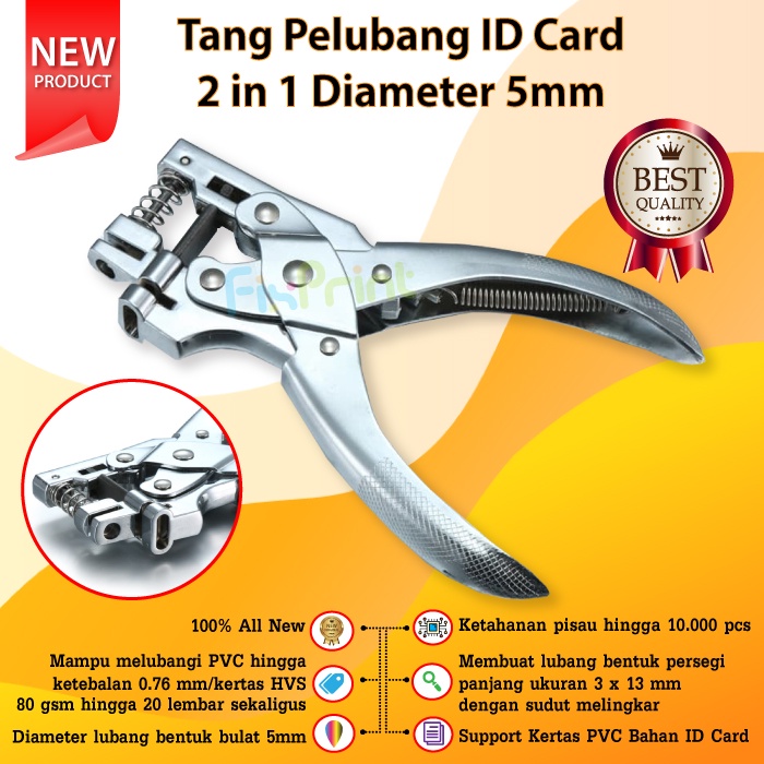 Tang Pelubang ID Card 2 in 1 Diameter 5mm Alat Plong Kertas PVC 5 mm