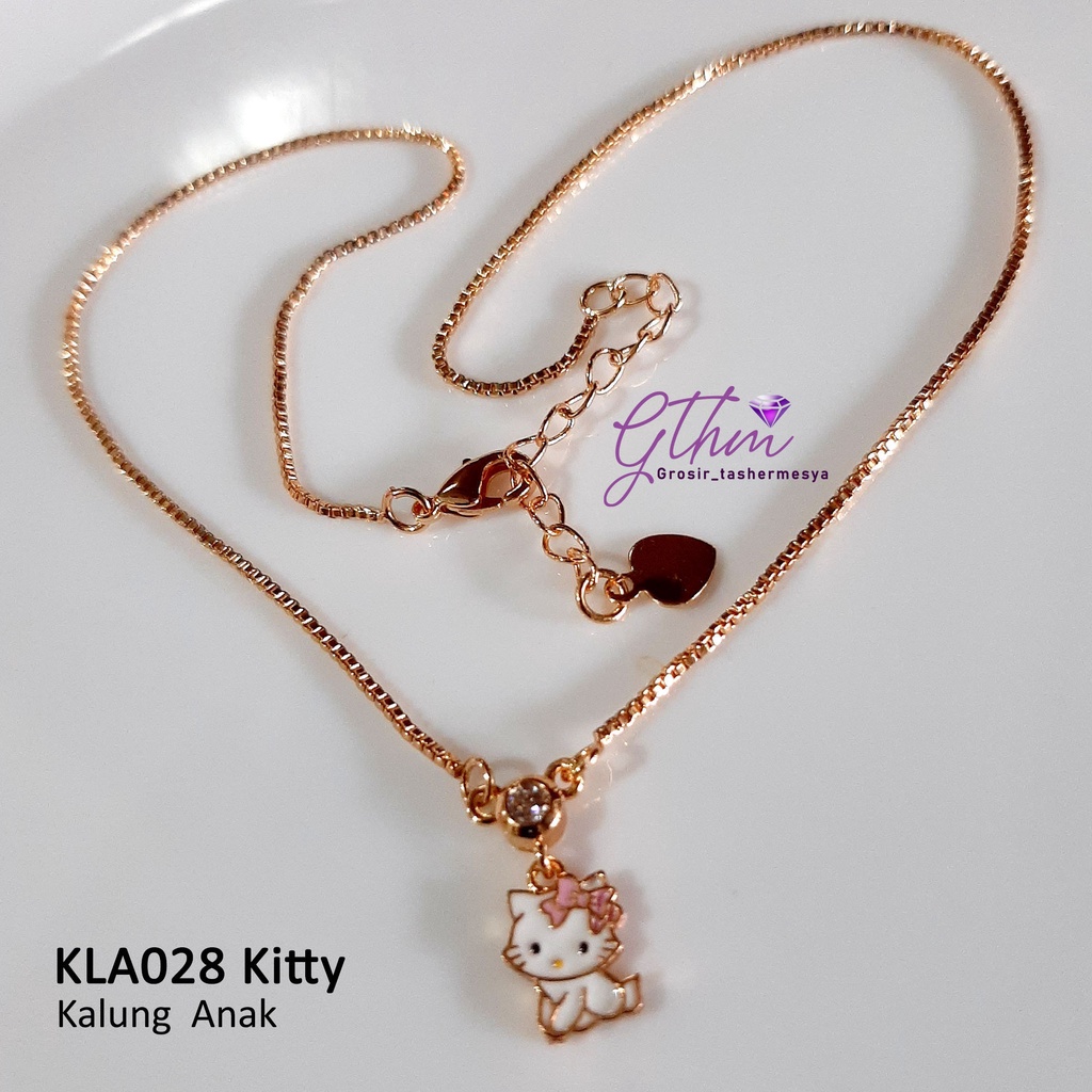 Kalung Anak Kitty Kucing Meong Anti karat Perhiasan Fashion Import Gold Plated kla028 GTHM