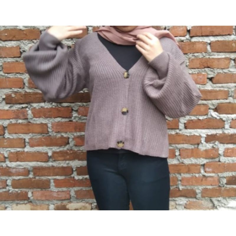 kardigan balloni crop tebal 7get