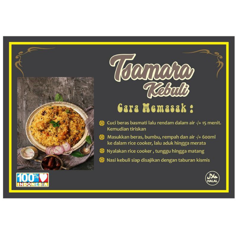 

Nasi Kebuli Instan Komplit Beras Basmati 265 gr Tsamara Kebuli