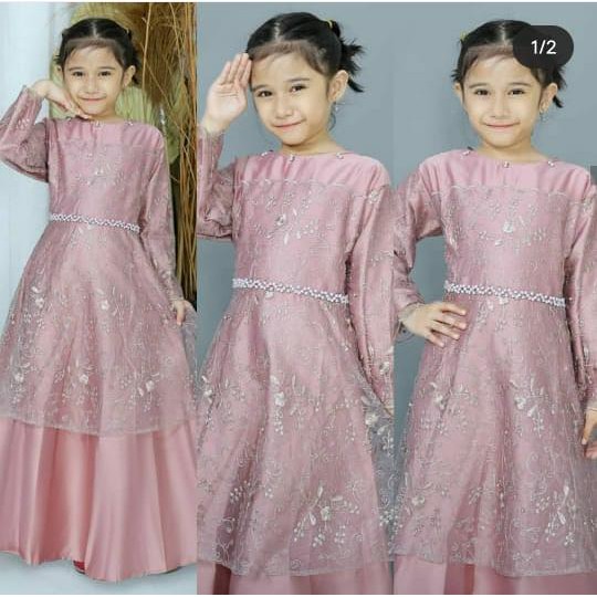 GAMIS ANAK TULLE MUTIARA BORDIR